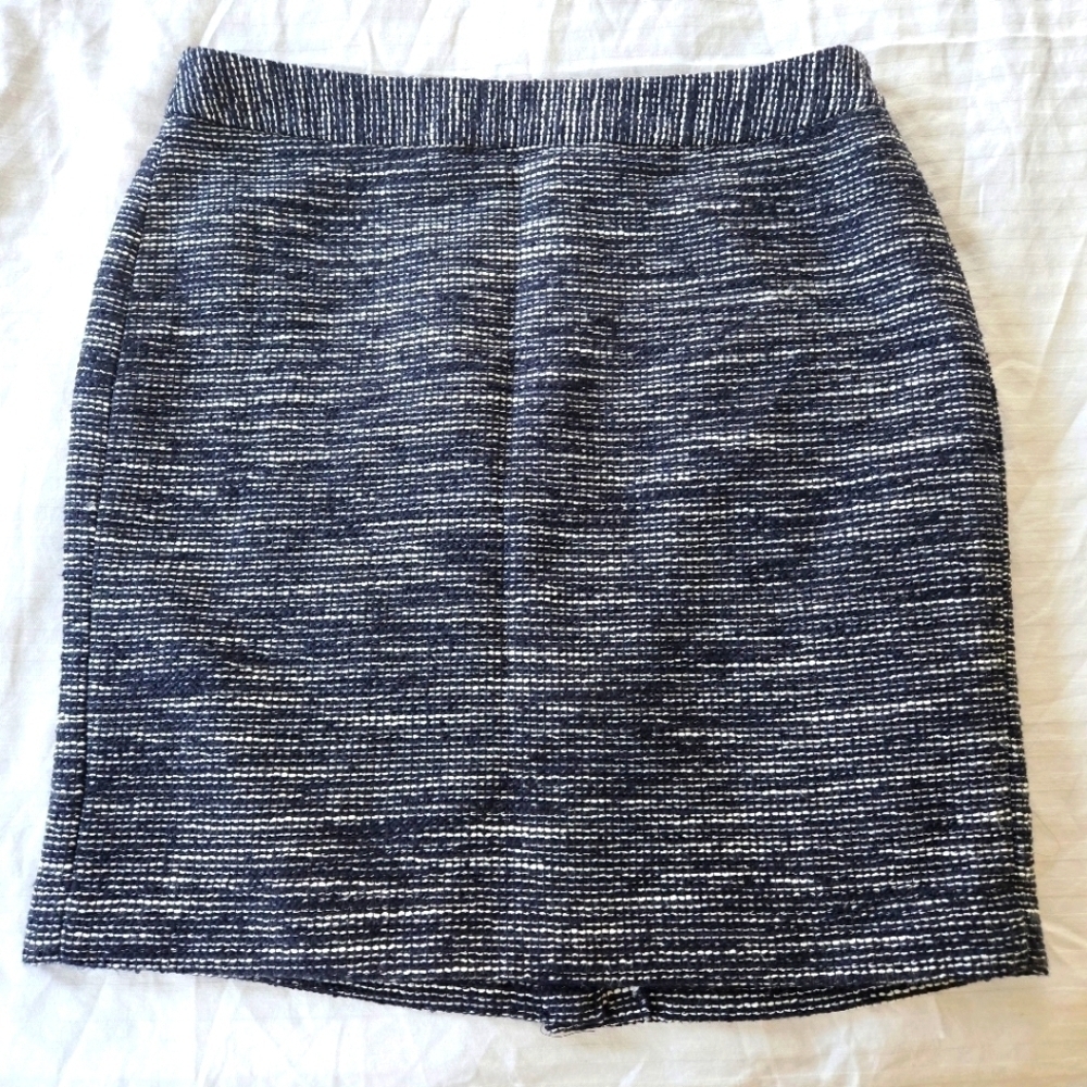 NWT Banana Republic Navy Blue Tweed Metallic Skirt Size 10